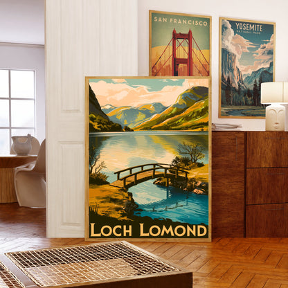 Loch Lomond Vintage Travel Poster - Mountain Beauty