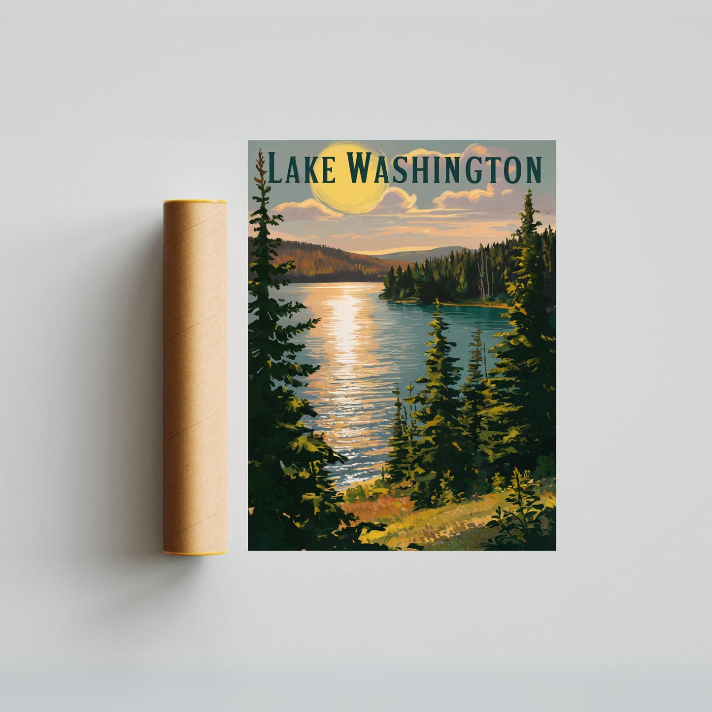 Lake Washington Vintage Travel - Serene Lake