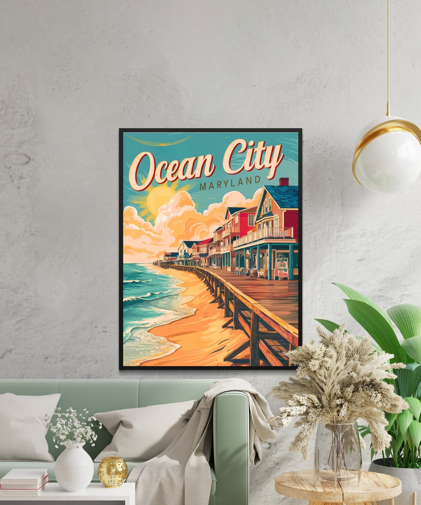 Ocean City Vintage Travel Poster