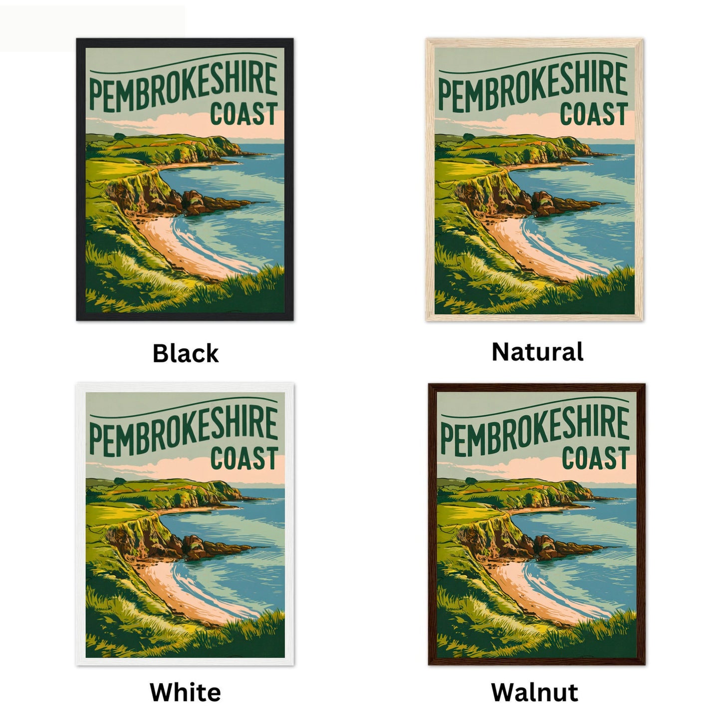 Pembrokeshire Vintage Travel Poster - Scenic Welsh Landscapes