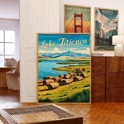 Lake Titicaca Vintage Travel Poster - Timeless Andean Serenity