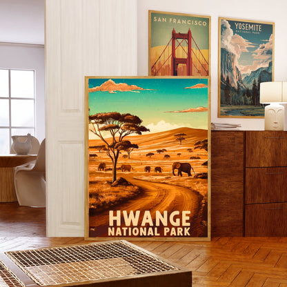 Hwange Vintage Travel Poster -  Rich Wildlife