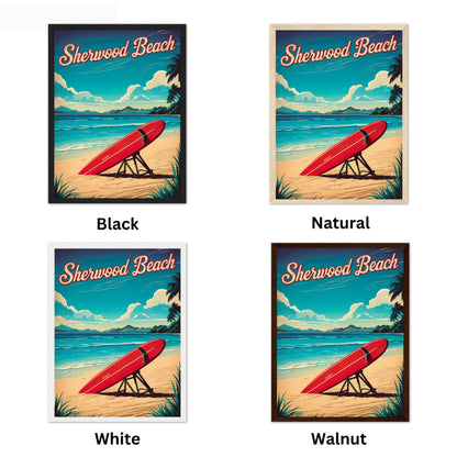 Sherwood Beach Vintage Travel Poster