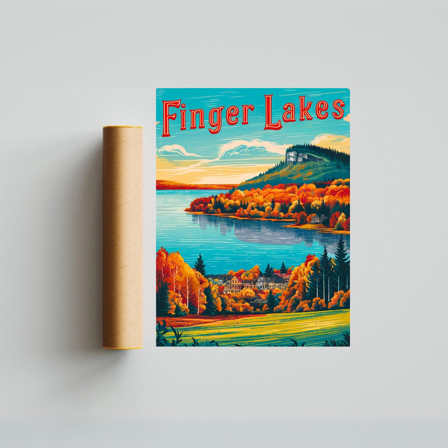 Finger Lakes Vintage Travel Poster - Picnic Area