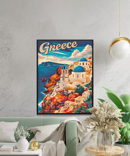 Greece Vintage Travel Poster - Aegean Serenity