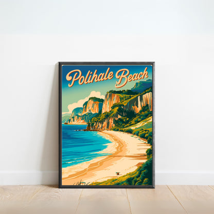 Polihale Beach Vintage Travel Poster - Scenic Beauty