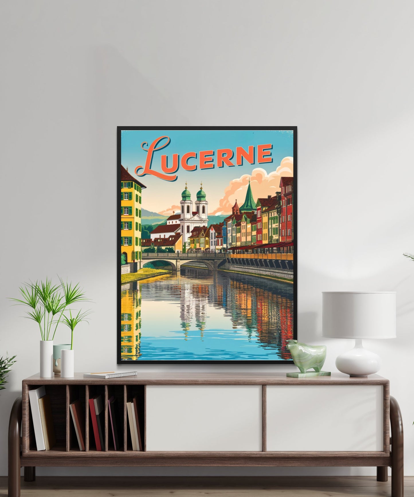 Lucerne Vintage Travel Poster - Swiss Lakeside Charm