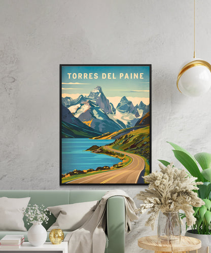 Torres del Paine Vintage Travel Poster - Iconic Peaks