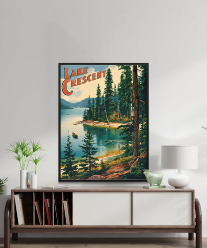 Lake Crescent Vintage Travel Poster