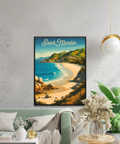 Saint Martin Vintage Travel Poster - Coastal Beauty