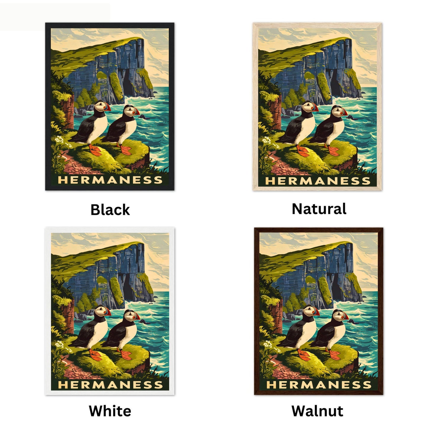 Hermaness Vintage Travel Poster - Iconic Seabirds Cliff