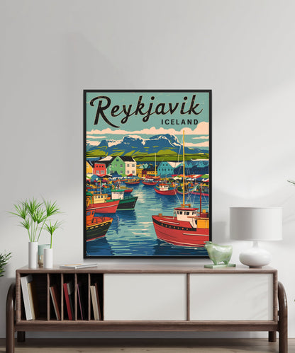 Reykjavik Vintage Travel Poster