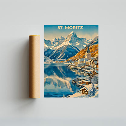 St. Moritz Vintage Travel Poster - Switzerland's Winter Wonderland