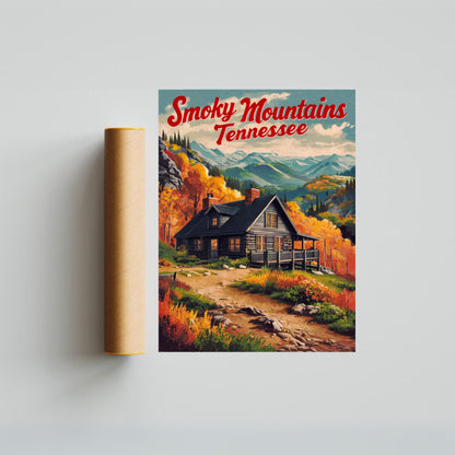 Smoky Mountains Vintage Travel Poster