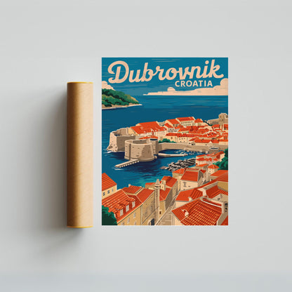 Dubrovnik Vintage Travel Poster