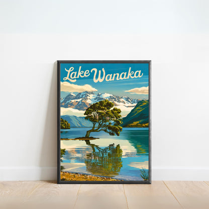 Lake Wanaka Vintage Travel Poster