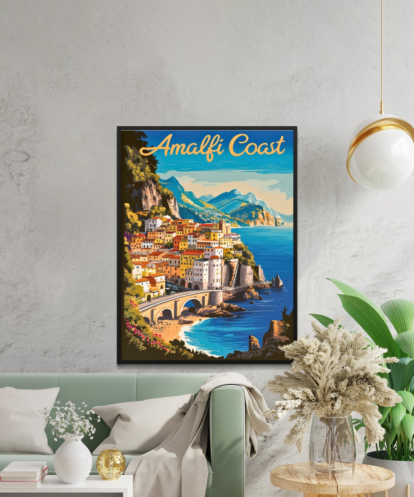 Amalfi Coast Vintage Travel Poster -Coastal Splendor