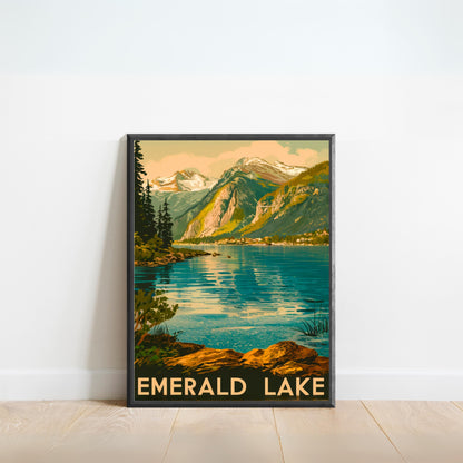 Emerald Lake Vintage Travel Poster - Pristine Lakes