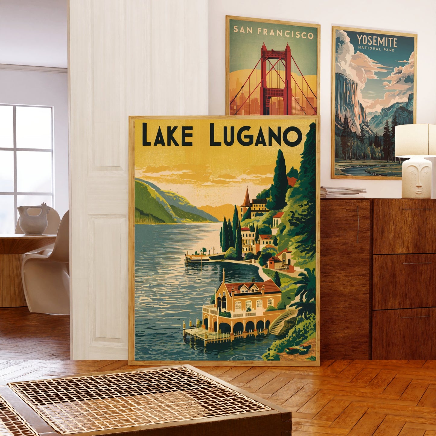 Lake Lugano Vintage Travel Poster - Alpine Elegance