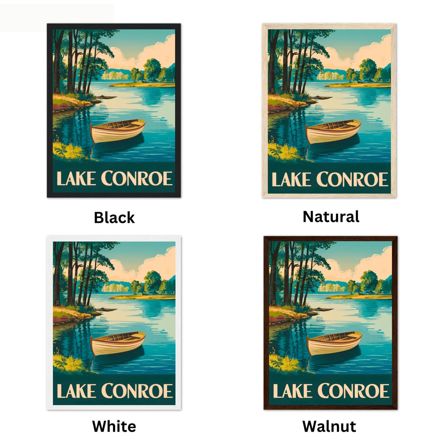 Lake Conroe Vintage Travel Poster - Serene Waters