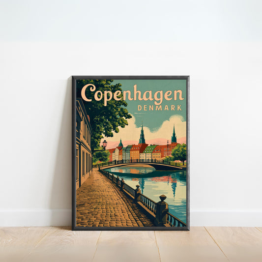 Copenhagen Vintage Travel Poster - Heart of Denmark