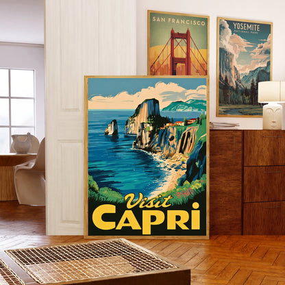 Capri Vintage Travel Poster - Island of Enchantment