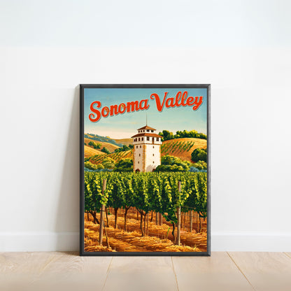 Sonoma Valley Vintage Travel Poster - The Heart of California’s Wine Country