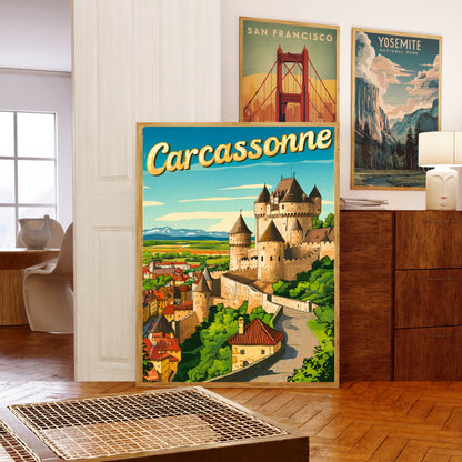 Carcassonne Vintage Travel Poster