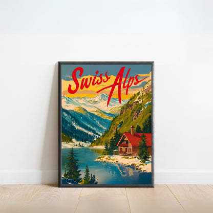 Swiss Alps Vintage Travel Poster