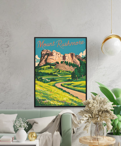 Mount Rushmore Vintage Travel Poster - Timeless American Monument