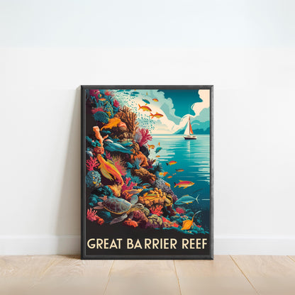 Great Barrier Reef Vintage Travel Poster - Beautiful Views