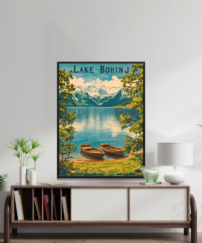 Lake Bohinj Vintage Travel Poster - Slovenian Gem