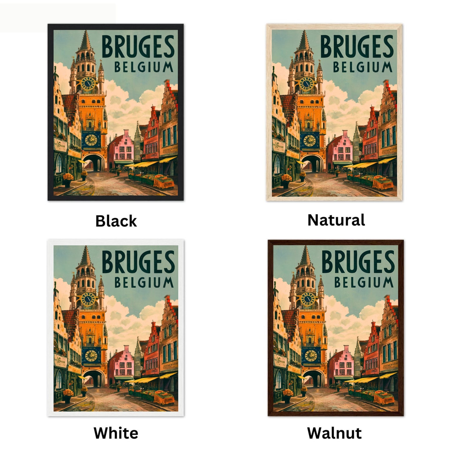 Bruges Vintage Travel Poster