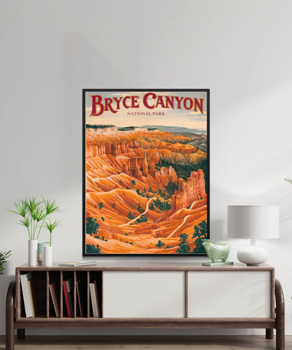 Bryce Canyon Vintage Travel Poster- Hoodoos and Scenic Vistas