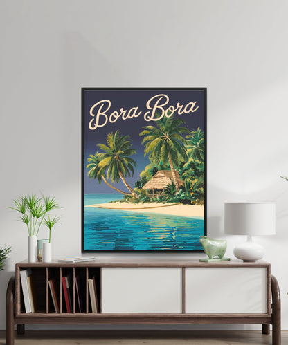 Bora Bora Vintage Travel Poster - Tranquil Waters