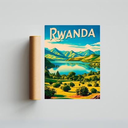 Rwanda Vintage Travel Poster