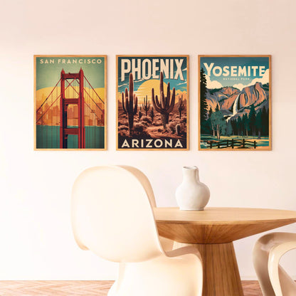 Phoenix Vintage Travel Poster - Mountain Views