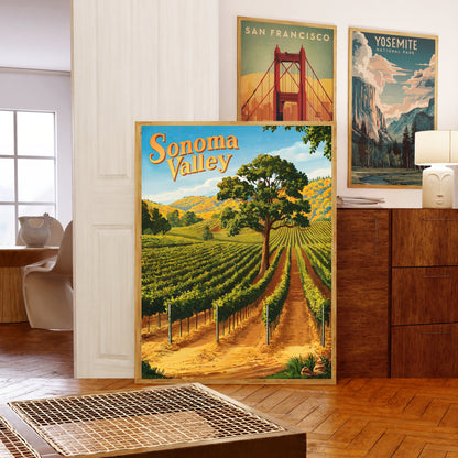 Sonoma Valley Vintage Travel Poster