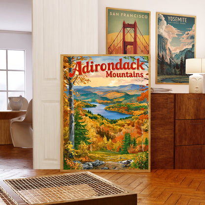 Adirondack Mountains Vintage Travel Poster