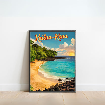 Kailua-Kona Vintage Travel Poster - Heart of Hawaii’s Big Island