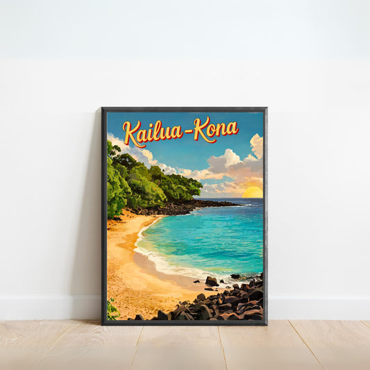 Kailua-Kona Vintage Travel Poster - Heart of Hawaii’s Big Island