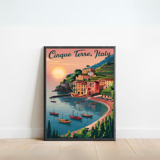 Cinque Terre Vintage Travel Poster