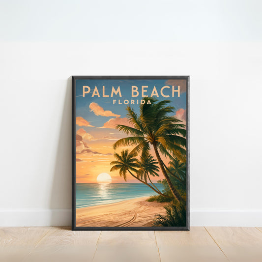 Palm Beach Vintage Travel Poster - Coastal Elegance