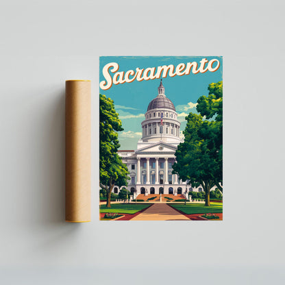 Sacramento Vintage Travel Poster