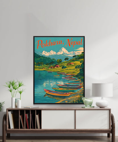 Pokhara Vintage Travel Poster