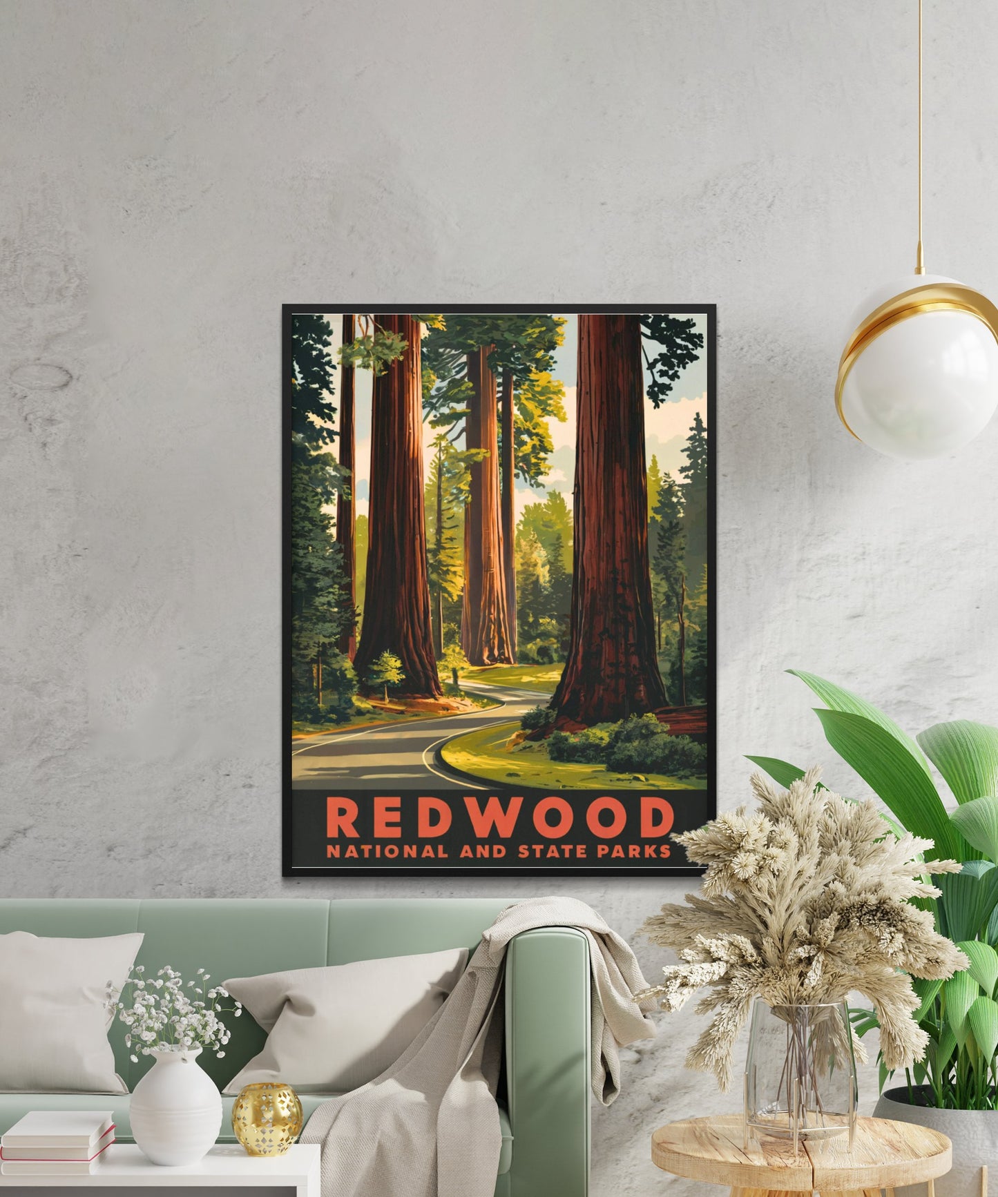 Redwood National and State Parks  Vintage Travel Poster - Majestic Trees and Scenic Trails