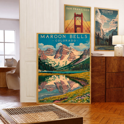 Maroon Bells Vintage Travel Poster