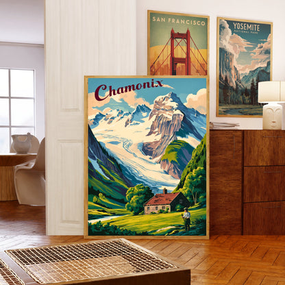 Chamonix Vintage Travel Poster - French Alps Adventure