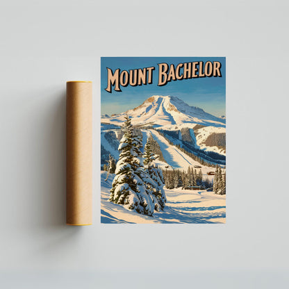 Mount Bachelor Vintage Travel Poster