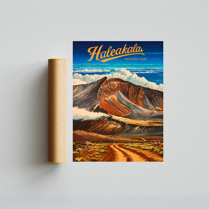 Haleakalā Vintage Travel Poster - Volcano Landscape